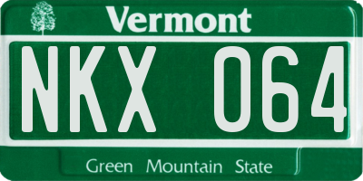 VT license plate NKX064