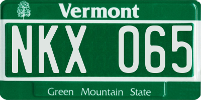 VT license plate NKX065