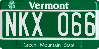 VT license plate NKX066