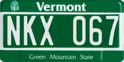 VT license plate NKX067