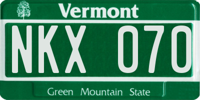 VT license plate NKX070