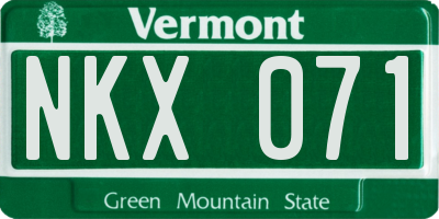 VT license plate NKX071