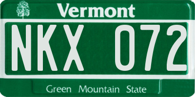 VT license plate NKX072