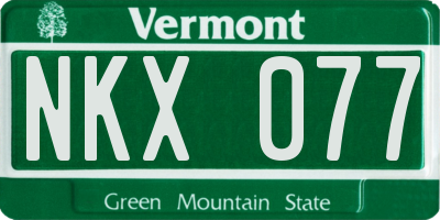 VT license plate NKX077