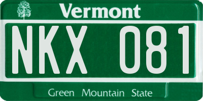 VT license plate NKX081