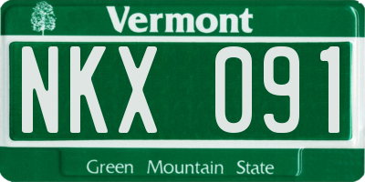 VT license plate NKX091