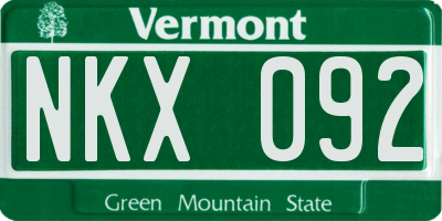 VT license plate NKX092