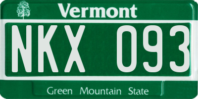 VT license plate NKX093
