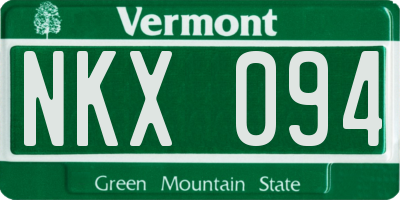 VT license plate NKX094