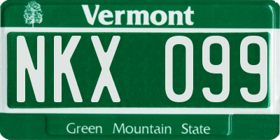 VT license plate NKX099