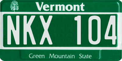 VT license plate NKX104