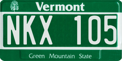VT license plate NKX105