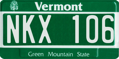 VT license plate NKX106