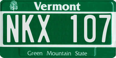 VT license plate NKX107