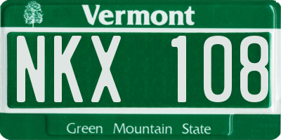 VT license plate NKX108