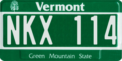 VT license plate NKX114