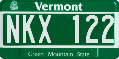 VT license plate NKX122