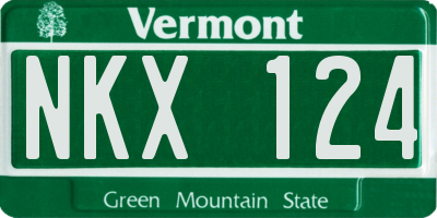 VT license plate NKX124
