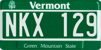 VT license plate NKX129