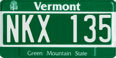 VT license plate NKX135
