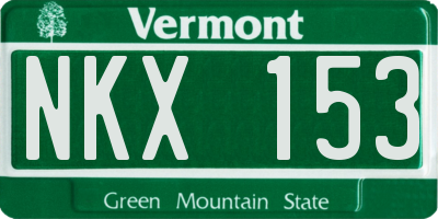 VT license plate NKX153