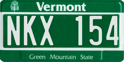 VT license plate NKX154