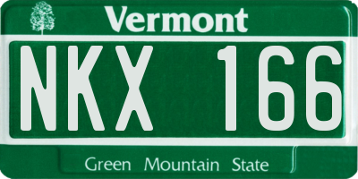 VT license plate NKX166