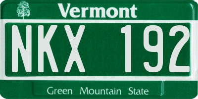 VT license plate NKX192