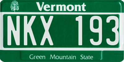 VT license plate NKX193