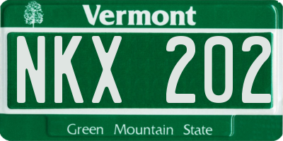 VT license plate NKX202
