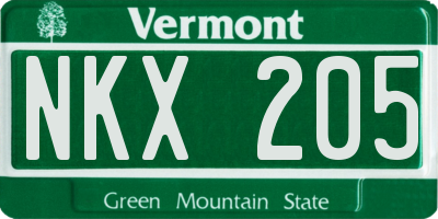 VT license plate NKX205