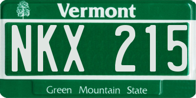 VT license plate NKX215