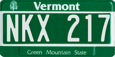 VT license plate NKX217