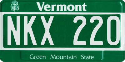 VT license plate NKX220