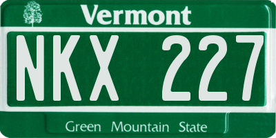 VT license plate NKX227