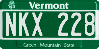 VT license plate NKX228