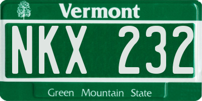 VT license plate NKX232
