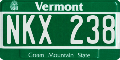 VT license plate NKX238