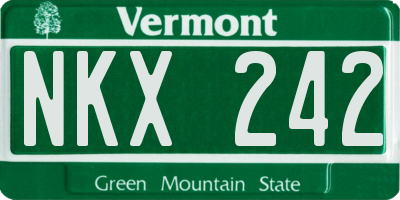 VT license plate NKX242