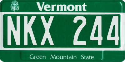 VT license plate NKX244