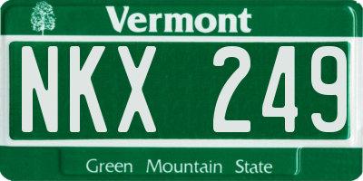 VT license plate NKX249