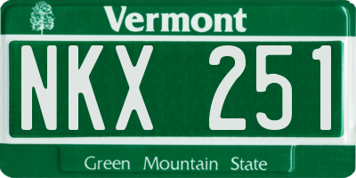 VT license plate NKX251
