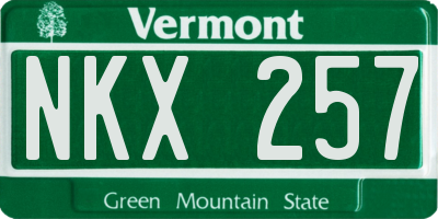 VT license plate NKX257