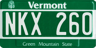 VT license plate NKX260