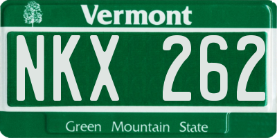 VT license plate NKX262