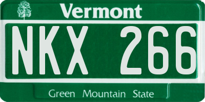 VT license plate NKX266
