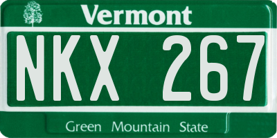 VT license plate NKX267
