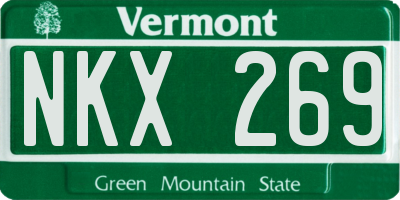 VT license plate NKX269