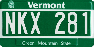 VT license plate NKX281