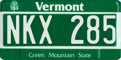 VT license plate NKX285